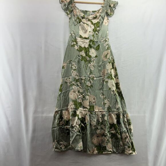 Reformation Dresses & Skirts - Reformation Sianna Silk Dress In Tarragon Floral Print